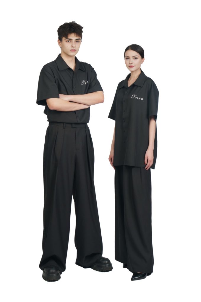 PINGOH Tuta unisex nera casual, t-shirt corta e pantaloni, stile trendy