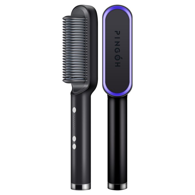 PINGOH [Spazzola piastra per capelli 2 in 1] riscaldamento rapido in 30 secondi, temperatura costante, protegge i capelli senza danni