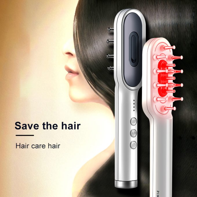 PINGOH Spazzola Minoxidil con Luce Rossa - Applicatore per Lozione e Massaggio Capelli