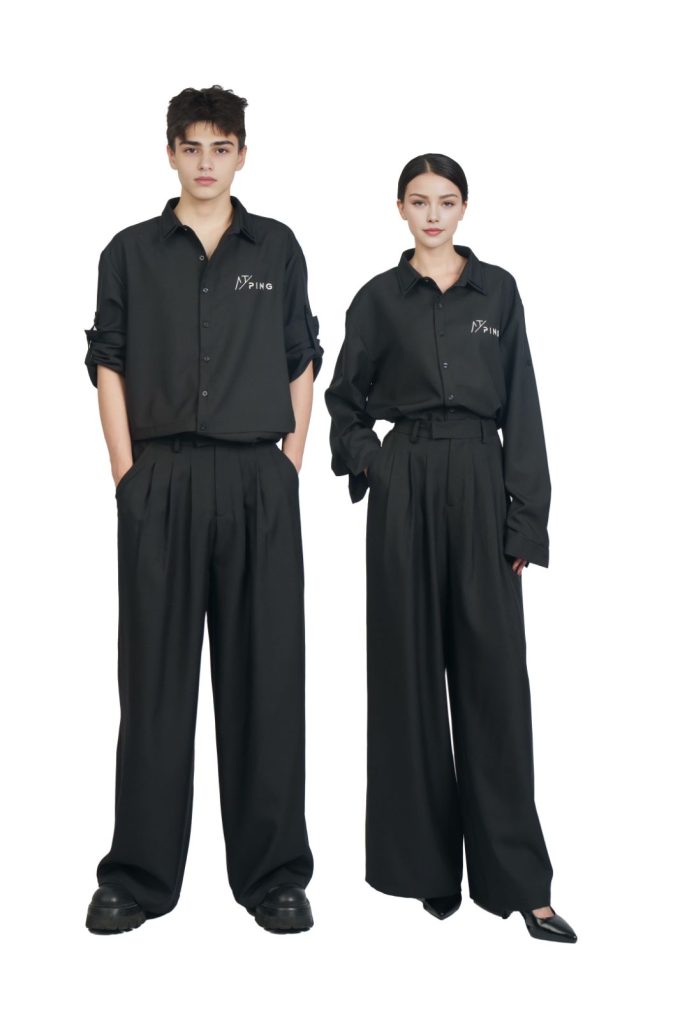 PINGOH Tuta lavoro unisex nera con felpa a maniche lunghe e pantaloni, stile versatile
